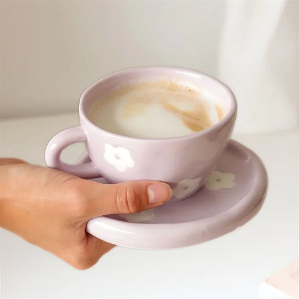 Tasse avec soucoupe Lily - Lilas