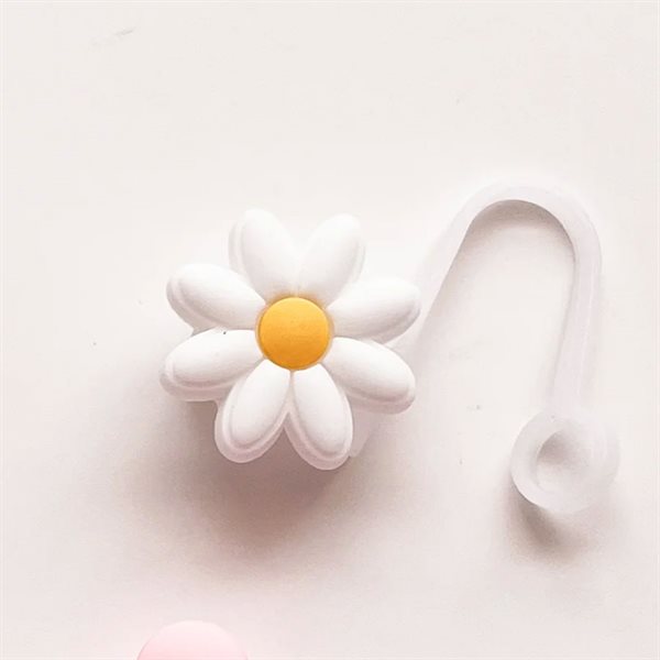 Couvercle pour paille Fleur - Daisy blanc