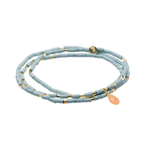 Collier bracelet Pierre en larme howlite bleue - Pierre d’harmonie