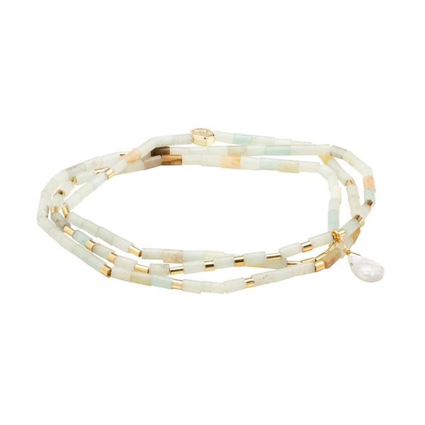 Collier bracelet Pierre en larme Amazonite - Pierre de courage