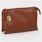 Soft Imitation Leather Crossbody Bag - Camel