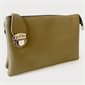 Soft Imitation Leather Crossbody Bag - Khaki