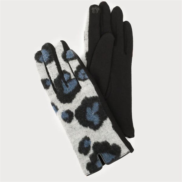 Gants extensibles imprimé Léopard - Bleu et gris