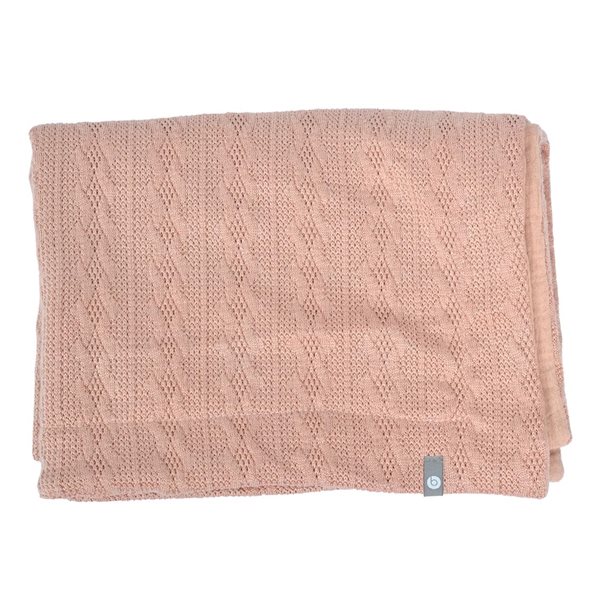 Couverture pour bébé en tricot & mousseline - Rose