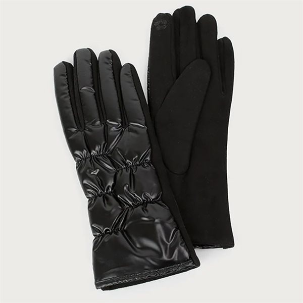 Gants en polar et tissu matelassés Noir