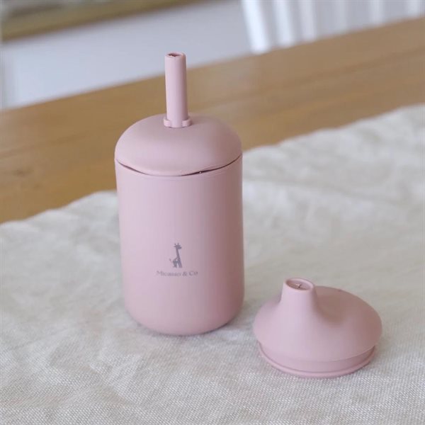 Tasse en silicone avec paille et bec verseur - Mauve