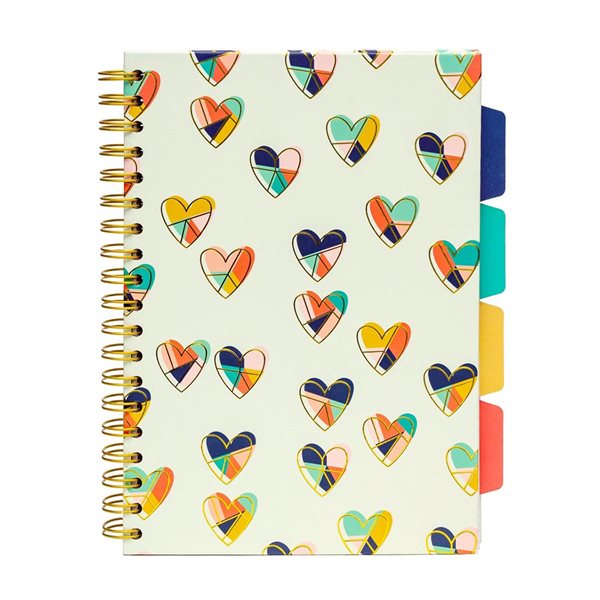 Carpe Diem Floral Love 5 Subjects Notebooks - Hearts