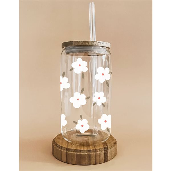 Verre pour breuvages froids 16 oz - Fleurs d'hiver