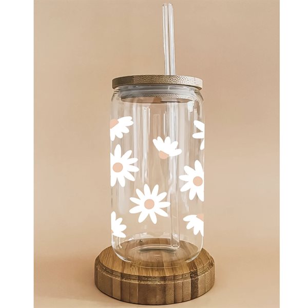 Cold Beverages Glass (16 oz) - Summer Flowers