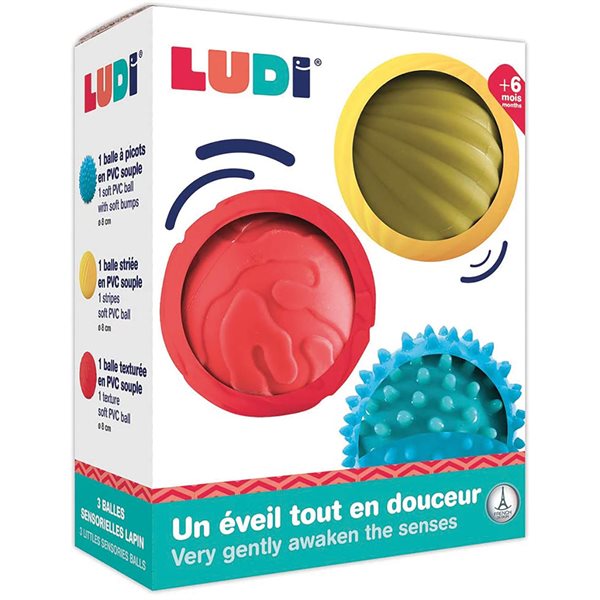 LUDI-3 BALLES SENSORIELLES 8CM