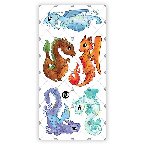 Tatouages temporaires Pico tatoo - Les dragons et les éléments
