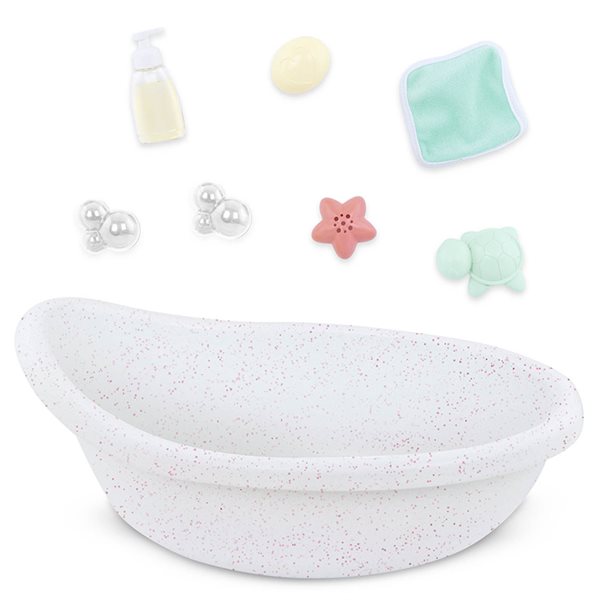 Bain et accessoires pour poupée bébé 35.5 cm