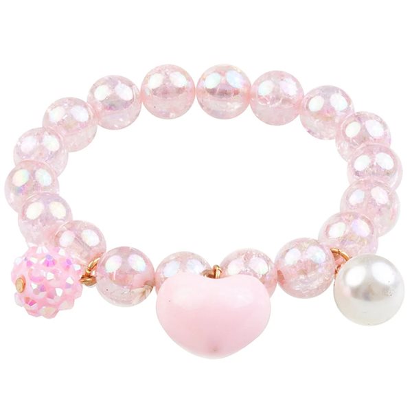 Bracelet pompon coeur rose