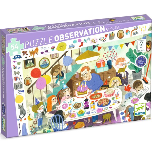 Casse-tête observation 54 morceaux - La fête d'anniversaire