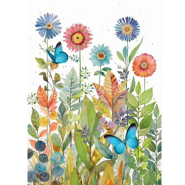 Carte de souhait – Fleurs et papillons