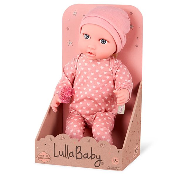 Poupée bébé 35.5 cm - Pyjama rose à imprimé cœurs