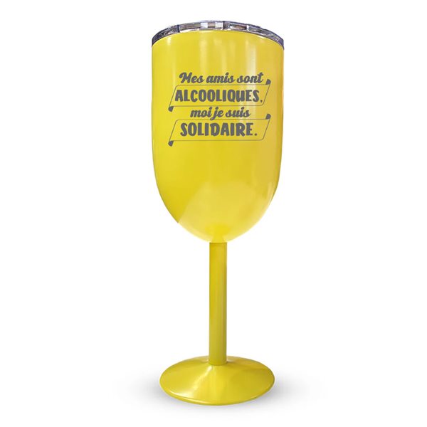 Coupe isotherme gravée 12 oz - Mes amis sont alcooliques, moi Je suis solidaire