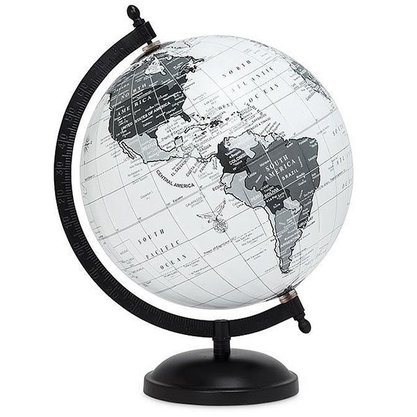 Globe terrestre sur pied 11 po. - Noir et gris
