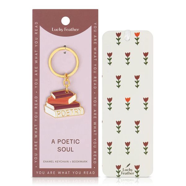 Porte-clé pour amoureux des livres avec signet - Poetry