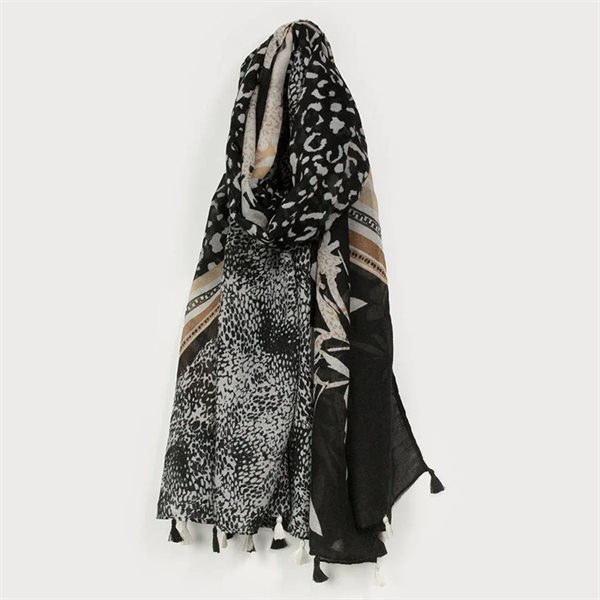 Lightweight Patterned Scarf - Black