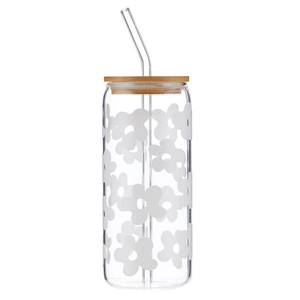 Verre pour breuvages froids 20 oz - Blanc floral