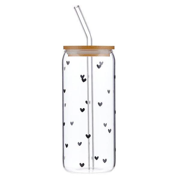 Verre pour breuvages froids 20 oz - Cœurs noirs