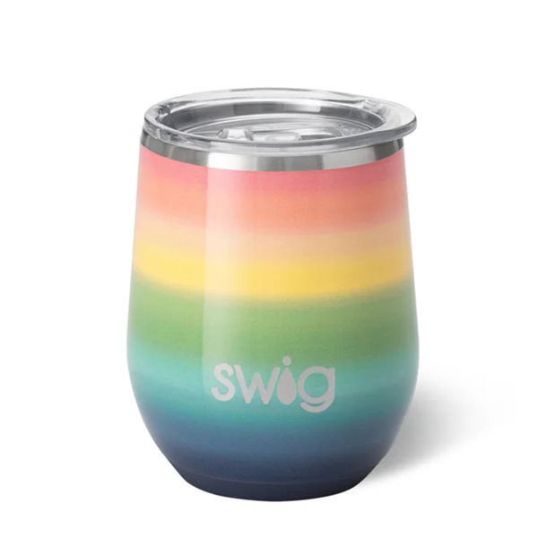12 oz Insulated Stemless Wine Cup with Cover - Sunset