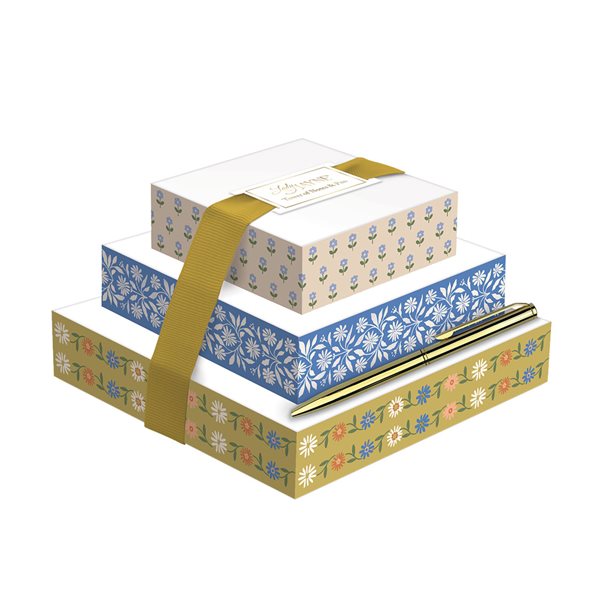 Tour de notes florale avec stylo Sweet Boutique - Floral moutarde