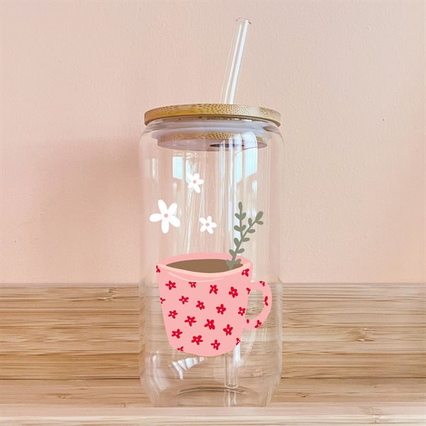 Verre pour breuvages froids 16 oz - Tasse de café rose