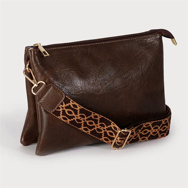 Larger Size Soft Imitation Leather Handbag - Chocolate
