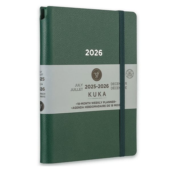 Agenda hebdomadaire 18 mois en cuir végane Kuka 2025-2026 - Vert