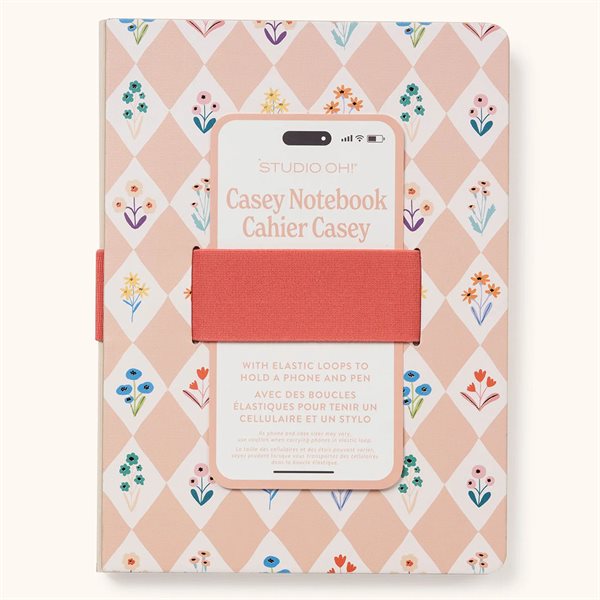 Cahier de notes ligné avec boucle pour cellulaire Casey - Chemin de prairie
