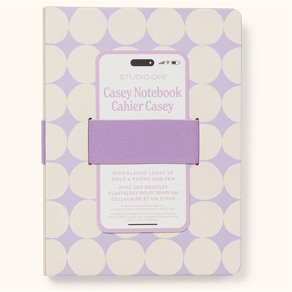 Cahier de notes ligné avec boucle pour cellulaire Casey - Motifs à points