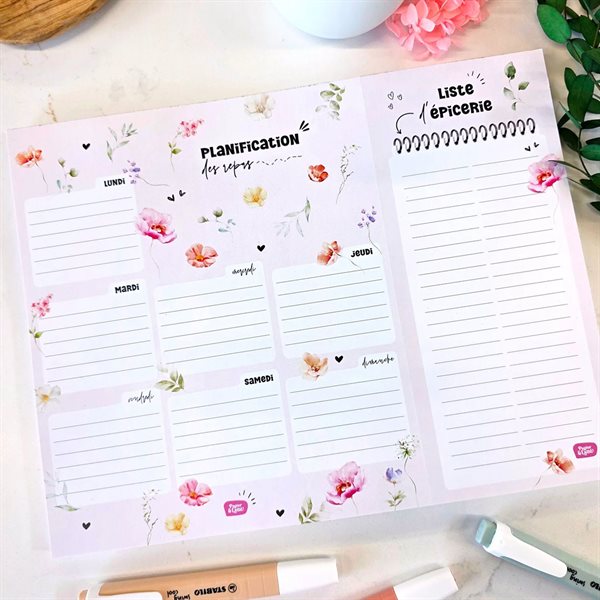 Planificateur de repas - Menu fleuri