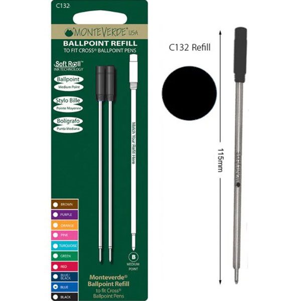 Recharge stylo à bille compatible Cross - moyen noir