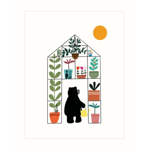 Carte de souhait - Ours dans maison verte