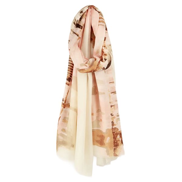 Lightweight Landscape-Print Scarf - Pink