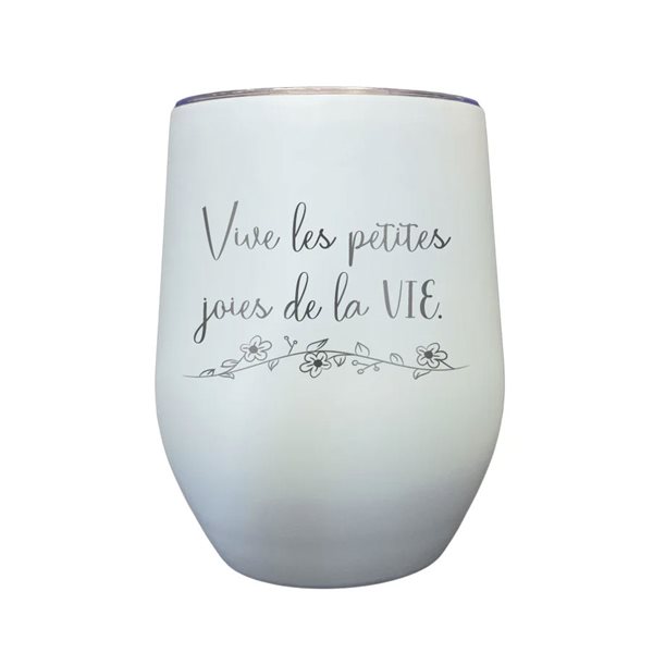 Verre isotherme gravé 12 oz -   Vive les petites joies de la vie