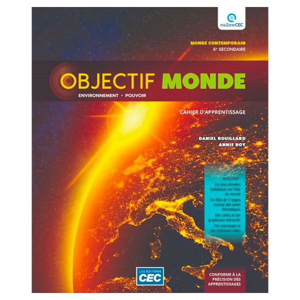 Cahier d'apprentissage Objectif monde (5 thèmes), version papier (incluant les vidéos), version papier + accès web 1 an - Monde contemporain - Secondaire 5