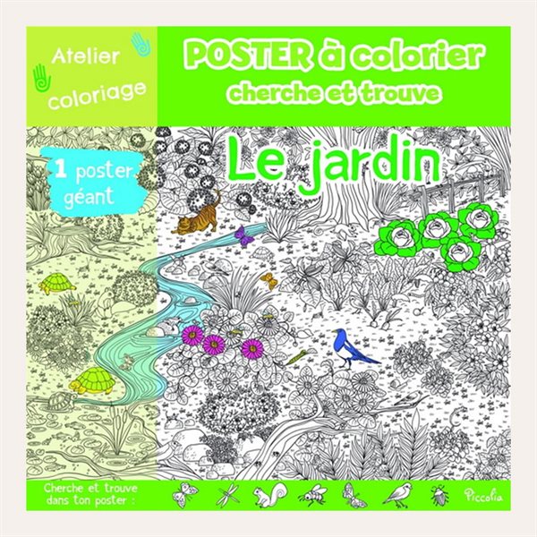 Affiche à colorier Cherche et Trouve Le jardin