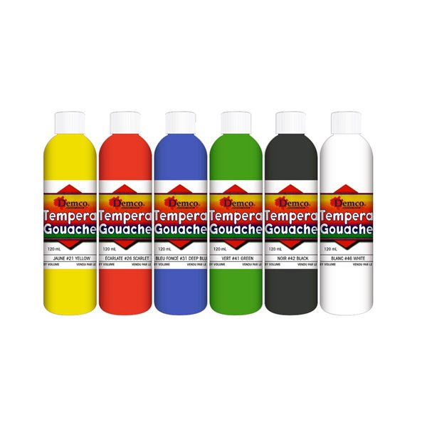 Washable Tempera (set of 6 bottles) - Assorted colors