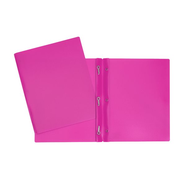 Poly Report Cover With Three Fasteners - Pink