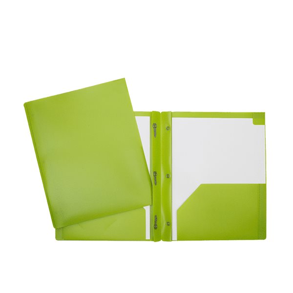 Poly Report Cover With Three Fasteners And Pockets - Light green