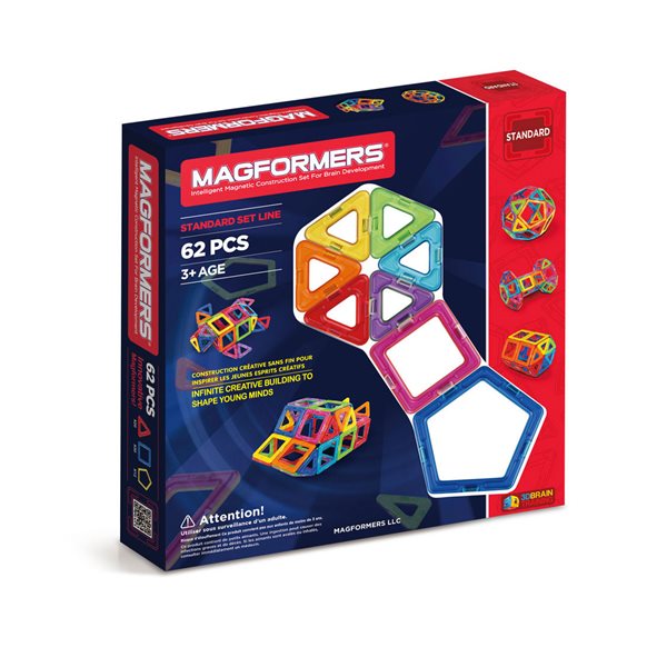 Jeu de structures magnétiques Magformers Rainbow 62 pièces