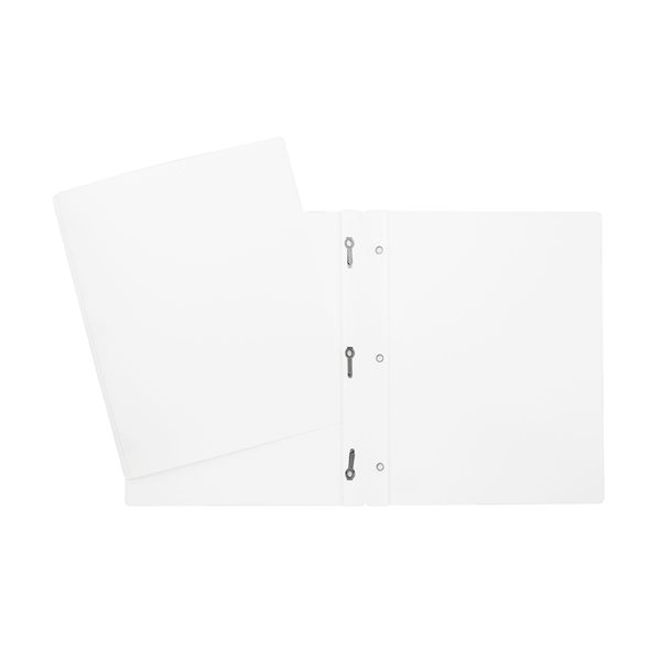 Couverture de présentation poly avec trois attaches et pochettes - Blanc