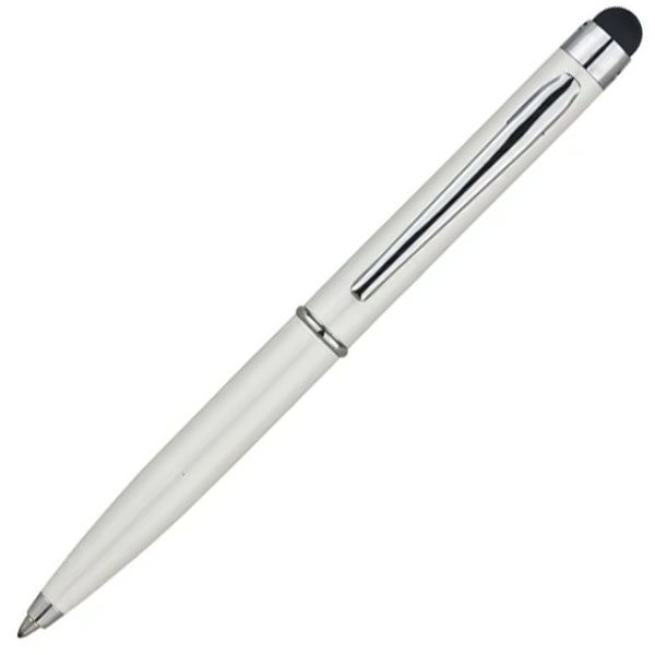 Stylo à bille Poquito™ avec stylet - Blanc perle 