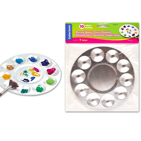 Palette pour peinture ronde en métal