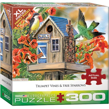 300 XL Pieces – Trumpet Vines and Sparrows Jigsaw Puzzle