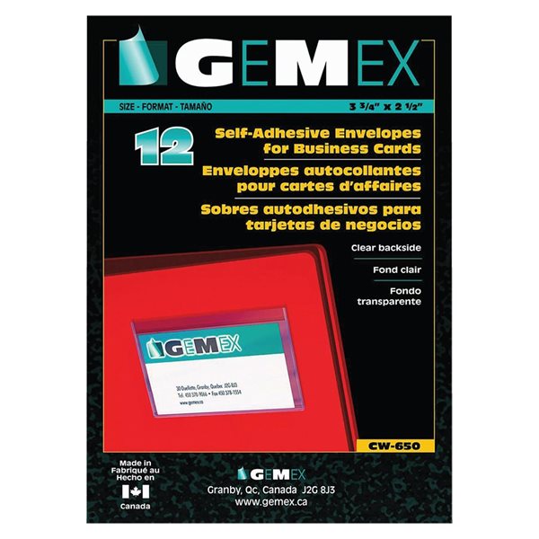 Enveloppes autocollantes pour cartes professionnelles