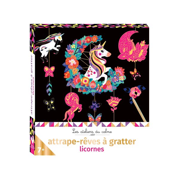 Mini attrape-rêves à gratter licornes